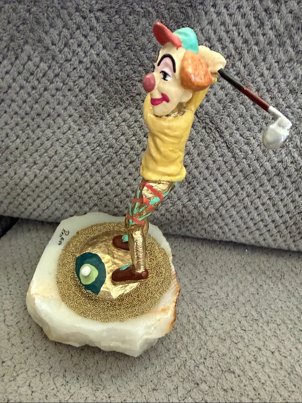 Ron Lee 1988 Hand-Painted Yellow Clown Golfer Figurine - Decorative Accent
